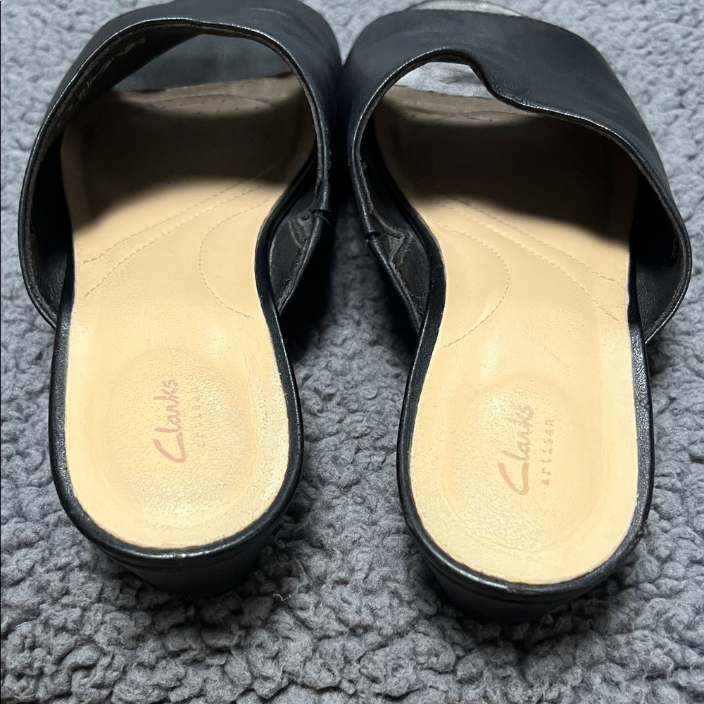 Clarks Women's Black Leather Sense Slide Sandal 9m - Picture 8 of 10